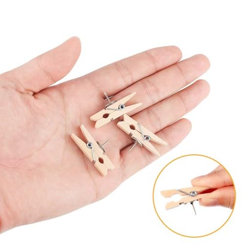 50 PCS Push Pins With Wooden Clips, Wooden Clips Push Pins, Pushpins Paper Clips, Wooden Craft Clips - Image 4