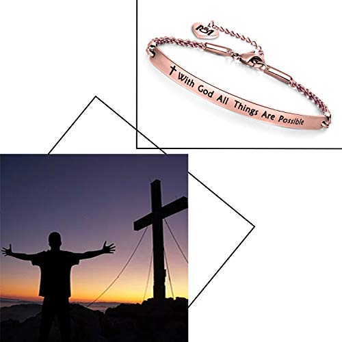Myospark Religious Jewelry Matthew 19:26 "With God All Things Are Possible Cuff Bracelet,Inspiration Gift For Her (Rose Gold) #TOP6