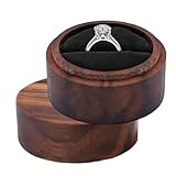 Caja de soporte de anillo de nogal – Caja de presentación de joyas circular de madera, recuerdo de portador portátil | Solución sofisticada de exhibición de aniversario de boda de compromiso para