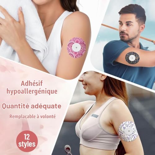 KIRZAX 12 Pièces Cache-capteurs,Patch Adhésif Imperméables Patch pour Moniteur de Glycémie Autocollants pour Capteurs Surpatch CGM Compatible avec Libre – vue 6