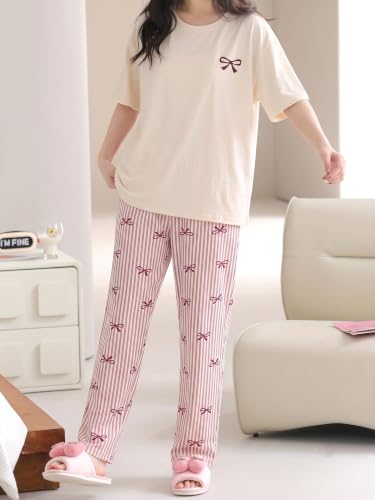Image of Louis Luxe Cotton Blend Womens Korean Night Dress || Full Pyjama Set ||Korean Nightsuit || Women Nightwear ||Round Neck Full Sleeve Nightsuit || Loungewear || Everyday Nightdress (ND-10)