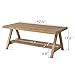 Farmhouse Coffee Table,Solid Wood Center Tables with Storage Shelves & Sturdy A-Shaped Legs, Modern Rustic 2-Tier Rectangular Table for Living Room and Office, Natural
