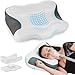 Elviros Cervical Neck CPAP Pillow for Sleeping, Ergonomic Adjustable Height & Firmness, Neck Support Memory Foam Bed Pillow with Sleep Apnea, Compatible with Masks, Ideal for Side & Back Sleepers