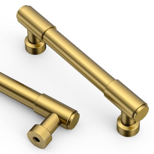 Asidrama Vibrant Brushed Moderne Brass Cabinet Pulls,3.75 Inch,10 Pack