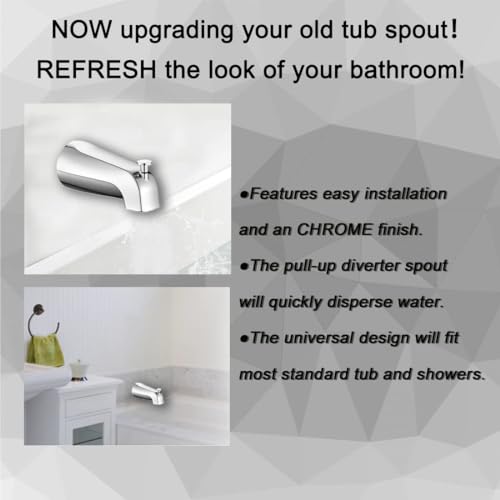 SIIKEYE Bathtub Tub Faucet Spout with Diverter for SLIP-FIT Copper Pipe Connections, Chrome - Thumbnail 6