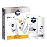 NIVEA MEN Sensitive Face Skincare Gift Pack (2 Products), Gift Set For Men, Includes Face Wash (100ml) and Daily Moisturiser With SPF30 (50ml), Ideal For Sensitive Skin