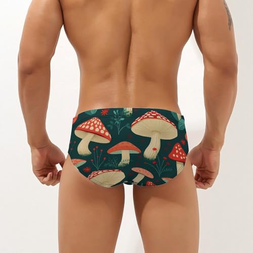 Elegant Mushroom Pattern Men's Swim Brief Sexy Bikini Swimwear Swimsuit Board Surf Shorts Trunks2
