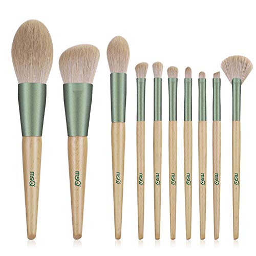 Makeup Brush Set 10pcs Professional Cosmetic Brushes with Soft Synthetic Hair, Wood Handle for Foundation, Powder, BB Cream, Eyeliner, Concealer