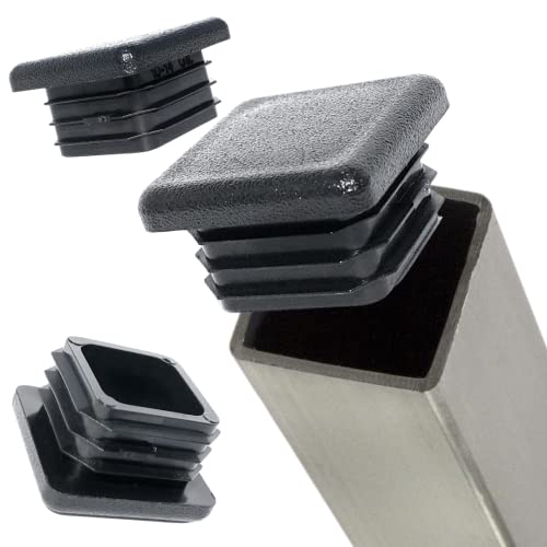 Image of Premium Grade 1 Inch (10-14 Gauge) Durable Polyethylene Square Tubing End Caps (10 PK) Black Plastic Square Plugs