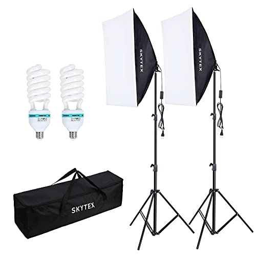 Softbox Lighting Kit, skytex Continuous Photography Lighting Kit with 2x20x28in Soft Box | 2x135W 5500K E27 Bulb, Photo Studio Lights Equipment for Camera Shooting, Video Recording