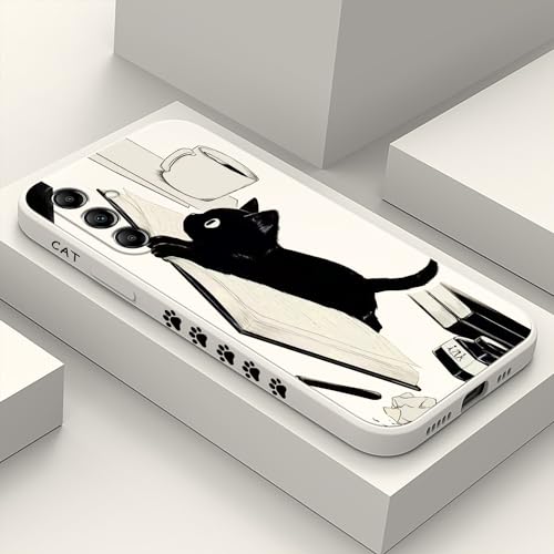 Coque Samsung A14 5G silicone liquide souple motif chat