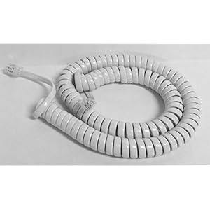The VoIP Lounge Replacement 12 Foot White Handset Curly Cord for AT&T Phone (12 Feet Fully Stretched, 20-22 Inches…