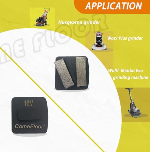 Redi-Lock Concrete Floor Preparation Disc, Diamond Metal Grinding Shoes, Double Bar Segs Compatible for Husqvarna Grinder, 16 Grit Medium Bond, 3PCS by ComeFloor - Image 5