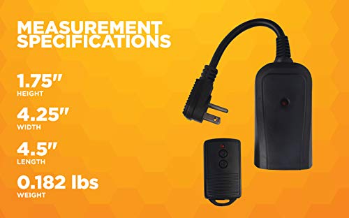 Woods 32555Wd Weatherproof Outdoor Electrical Outlet Switch, Wireless Remote Control Plug In, 100 Ft Control Range, Weatherproof Remote Control Converter, 60-Ft Frequency Range, 1 Pack, Black #TOP6