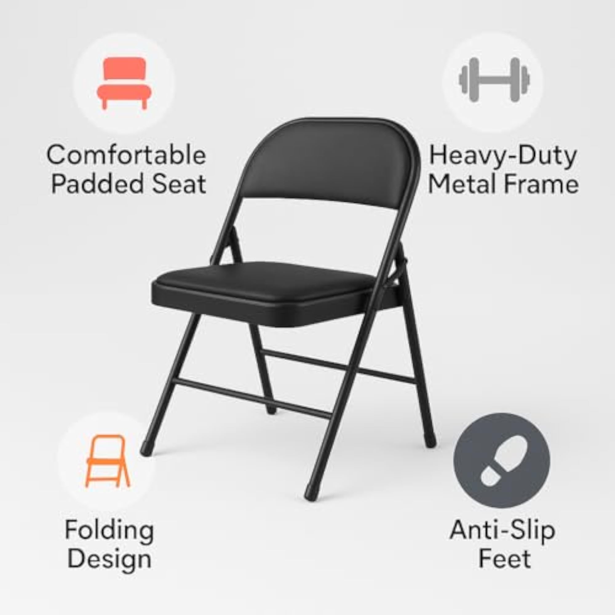 Heavy Duty Folding Chair with Padded Seat & Backrest