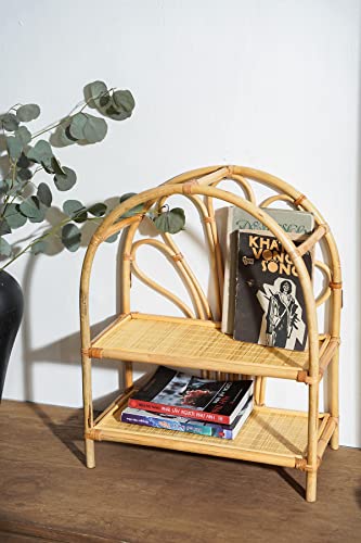 B Bemiao Crafts Rattan Shelf Standing, Stand Utility Storage Shelf, Decorative Storage Organizer, Boho Shelf Decor For Kitchen, Bathroom, Nursery, 15.7" X 8.26" X 19.3" #TOP7