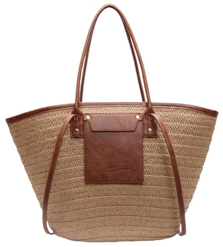 Rungion Straw Beach Bags for Women Large Rattan Woven Tote Shoulder Purse Summer Crossbody Top Handle Handbags for Vacation
