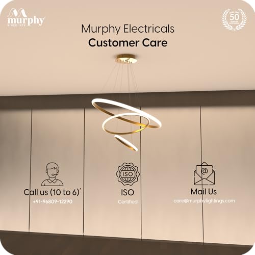 Image of Murphy 3 Ring Modern LED Chandelier Ceiling Lamp | Gold Finish Pendant Light with 3 Color Modes (Cool White, Warm White, Natural White) for Living Room, Hall, Dining, Lobby - Pack of 1