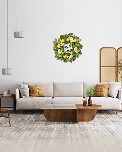 Ddhs 22" Lemon Wreath With Faux Yellow Lemon Daisies Flower And Eucalyptus Leaves Spring Summer Wreaths For Front Door Festive Walls, And Fall Outdoor Lemon Home Decor #TOP4