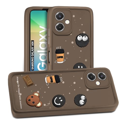 Image of AESTMO Back Case Cover for Samsung Galaxy A06 Cover | Cute Fun Cartoon 3D Ball | Coffee Silicone Case | Full Body Protection | Camera Protection Back Cover for Samsung Galaxy A06 (Brown)