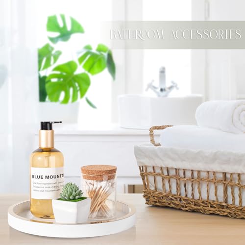 image for Anyoifax Bathroom Counter Tray Wooden Decorative Tray Round Perfume Or