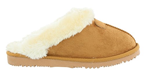 Ella Women's Jill Faux Sheepskin Look Fur Lined Memory Foam Mule Slippers (UK 5, Chestnut)
