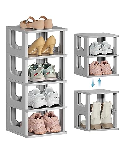 Haixin Vertical Shoe Storage Rack - Plastic Shelf Organizer for Under Stairs, Tall Stand for Door Entrances, Halls, Dorms, and Closets