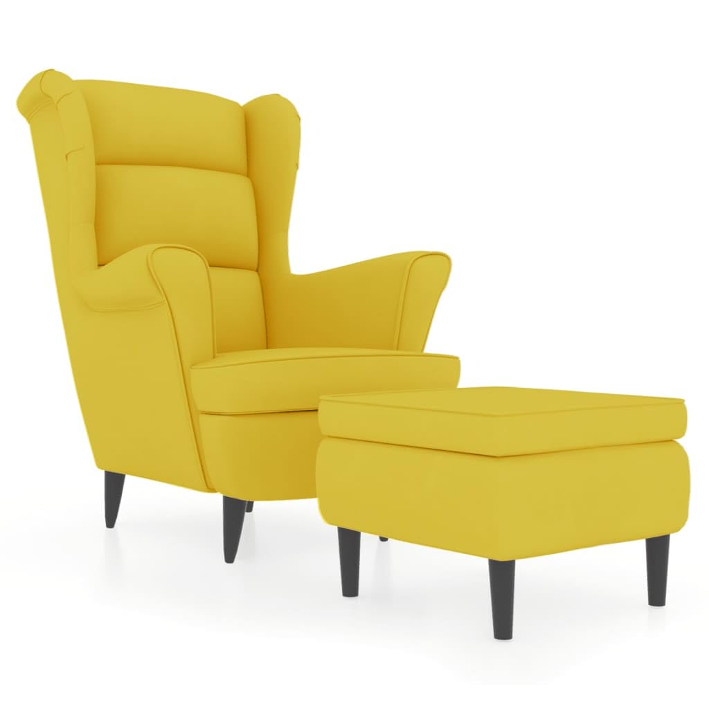 Poltrona reclinabile e ottomana moderna gialla – Poltrona imbottita morbida per soggiorno, relax, intrattenimento e decorazione della casa – t & Chic design