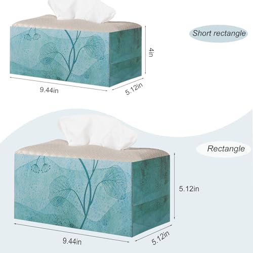Tissue Box Cover PU Leather Tissue Holder Square Facial Tissue Case Facial Paper Organizer Dispenser for Bathroom, Vanity Countertop, Tabletop, Car, Rectangle, Griege