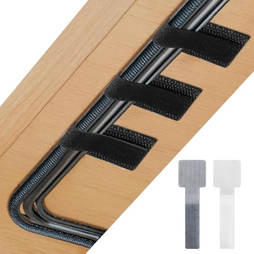 60 piezas de abrazaderas de cable con cinta de gancho y bucle, clips adhesivos para cables, gestión de cables bajo escritorio, organizador de cables para TV PC Laptop Ethernet, esenciales para el hogar y oficina miniatura 1