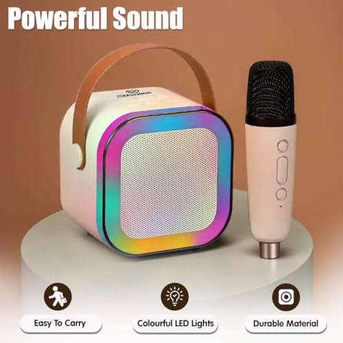 Image of Wembley Rechargeable Karaoke Mic with Speaker for Singing | Wireless Mini Portable Bluetooth Speaker with Microphone & LED Lights | Cute Birthday Gift for Kids Musical Toys for Boys, Girls and Adults