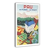 ZJIXAOSD Póster vintage de viaje de Pau Climate, Sports, Francia, lienzo decorativo para pared, pósteres para hogar, bar, restaurante, garaje, cafetería, logotipo, regalo, 40 x 60 cm
