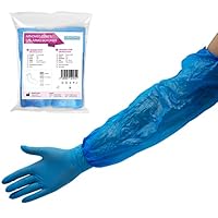 100x ARNOMED® CPE Einweg Ärmelschoner Blau, Plastik Ärmelschoner Wassserdicht für Damen & Herren, Einweg Armstulpen mit Gummizug, Ärmelschutz gegen Schmutz, Einweg Armlinge (40x20 cm)
