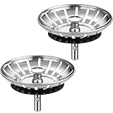 Kitchen Sink Strainer - 2Pack Sink Drain Stopper, 80mm(3.15in) Stainless Steel Kitchen Sink Accessories Plug with Anti-Clogging Basket, Bouchon Evier Cuisine