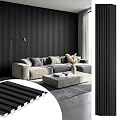 LARWORKS WPC Acoustic Slat Wall Panels 8-Pack 96'' x 6'', Accent 3D Wall Panel for Interior Wall Decor, Waterproof Fluted Textured Panel Wall Slats,Solid Black (Cover Approx.32 sq.ft)