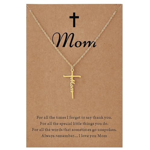 SANNYRA Mom Gold Necklace for Women - 14K Gold Plated Necklaces for Womens - Inspirational Pendant Gift for Her