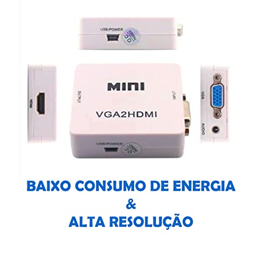 Mini Adaptador Conversor VGA Para HDMI Full HD Com Áudio Desbloqueado Converter 1080p Adaptador Vga2