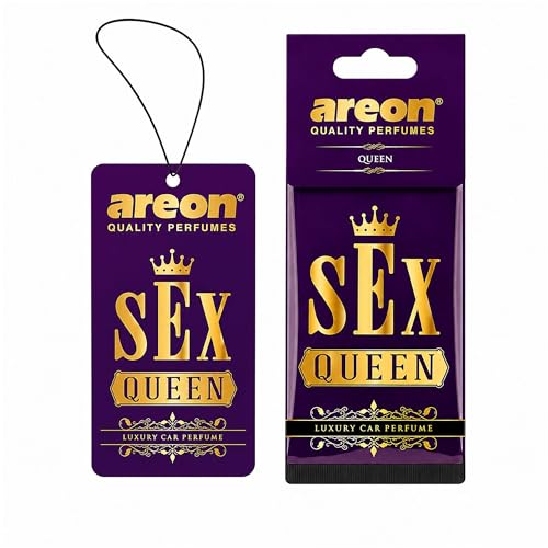 Image of AREON VIP Hanging Car Air Freshener Pack of 3 - Premium Car Perfume with Natural Fragrances, Stylish Hanging Cards Long Lasting Auto Air Freshener for Car, Home, Office & Vehicle Interior - SEX QUEEN
