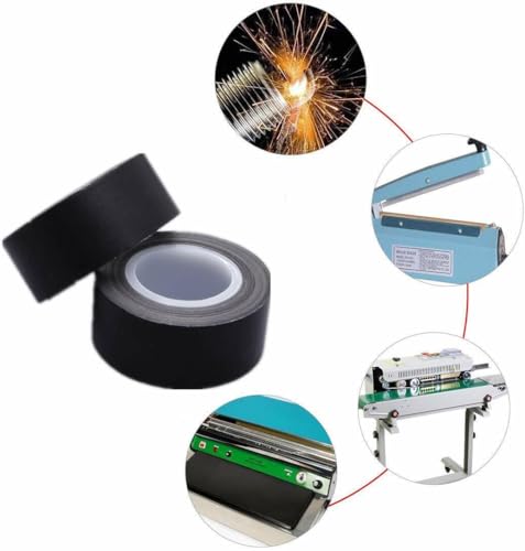 Image of 1Roll 10m Black /White PTFE Teflon Tape Nonstick Tape 500℉ High-Temp Fiberglass Adhesive Tape (Black, 4-inch x 33FT)