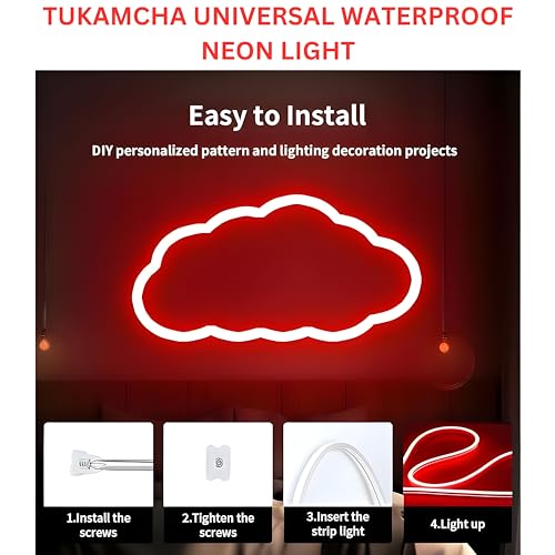 Image of 16.4 Feet LED Neon Strip Lights, with 12V Adapter, Waterproof IP65, Silicone Flexible Rope Light for Home Decor | Led Strip Lights | Neon Lights | 5 Meter | (RED)