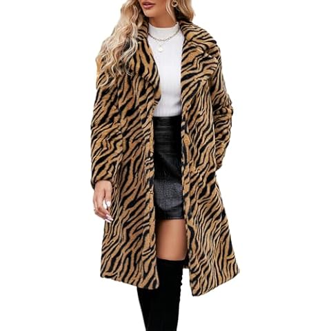 Owegvia Women's Leopard Faux Fur Coat Cover