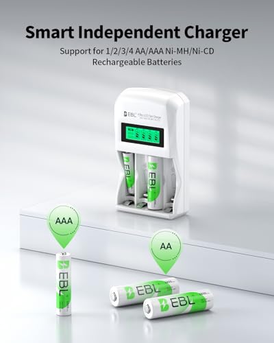 EBL LCD Battery Charger Smart Individual 907 AA AAA Rechargeable Battery Charger for Ni-MH Ni-CD Rechargeable Batteries - Thumbnail 3
