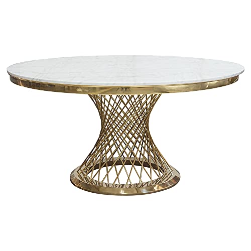 Diamond Sofa Solstice Round Dining Table with Genuine Marble Top SOLSTICEDTGD Diamond Sofa Solstice Round Dining Table with Genuine Marble Top SOLSTICEDTGD