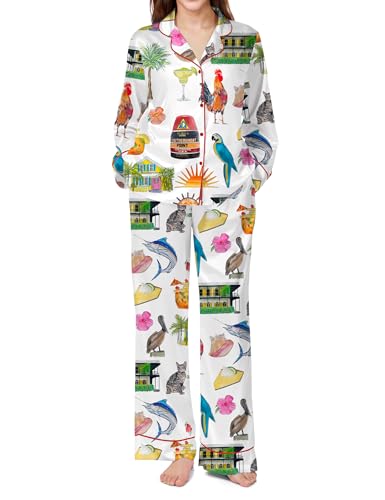 Image of SHESHOW Satin Pajamas for Women Set Long Sleeve Button Down Sleepwear 2 Piece Nightwear Women Pjs Sets Size XS-XXL