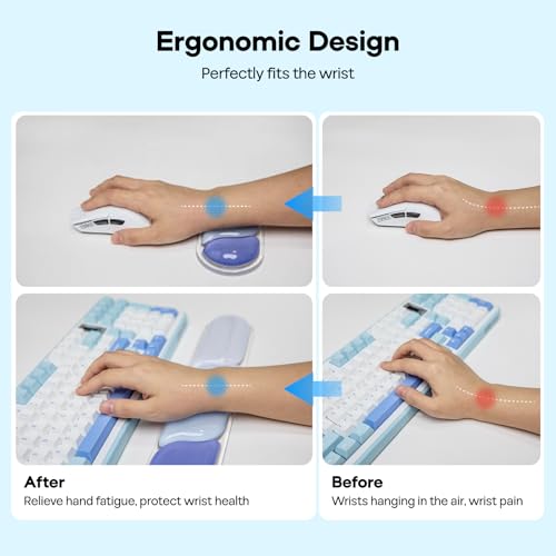 Image of EPOMAKER CloudGel Wrist Rest for Keyboard and Mouse, 2 Pieces | Silicone Wrist Support, Anti-Slip Rubber Bottom, Ergonomic Design, Suitable for Office /Computer /Laptop /Gaming (Blue)