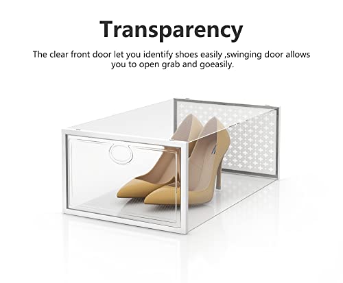 Pinkpum 12 Pack Shoe Storage Boxes, Clear Stackable Shoe Containers For Closet, Sneaker Storage Fit For Size 11 (Large) #TOP3