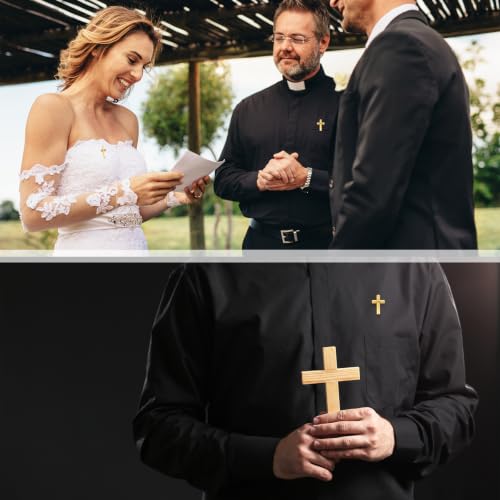 Image of 4 Pcs Cross Pins Bulk Metal Golden Gold Religious Christian Cross Brooch Pins Set Religious Enamel for Christian Chaplain Gifts Funeral Church Prayer Activities (Gold)