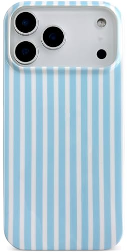 Qokey Trendy Stripe Case for iPhone 17 Pro Max - Blue and White
