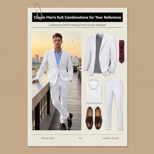 Image of Mens 2 Piece Suit Slim 2 Button Prom Suit Jacket Pants Tuxedo Set