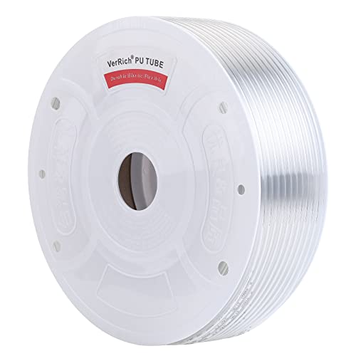 VerRich Pneumatic Tubing Pipe Pu Hose,Transparent White 8mm OD x 5mm ID 100 Meters(328 FT) PU Air Hose Line Tube for Air Compressor Transfer